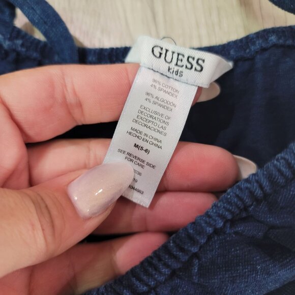 Guess Girls' Off the Shoulder Ruffle shorts Romper blue sparkle diamond accent - Picture 4 of 5